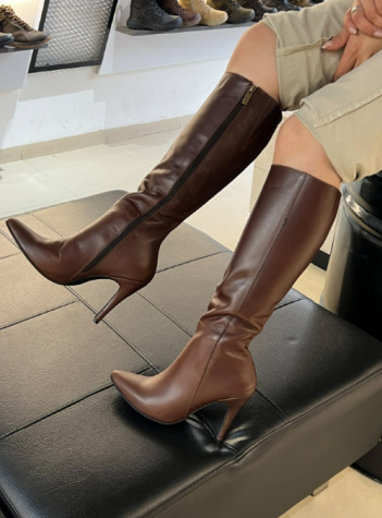 ¡Nuevas! Botas largas ANGLIK  - Tacón Puntilla - Café